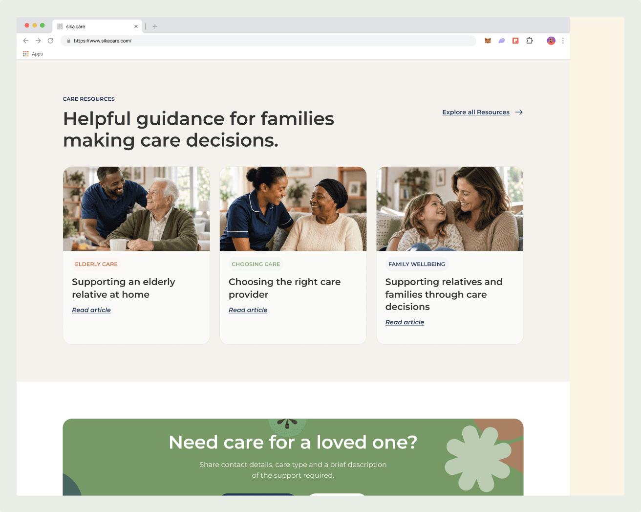 SikaCare care resources and call to action
